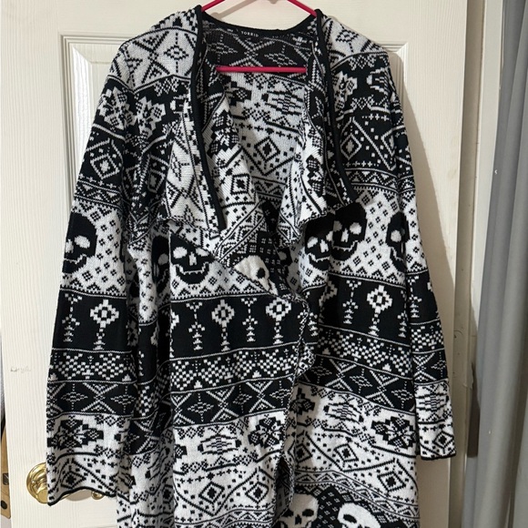 Torrid Curve Sweaters - Black and White Patterned Women Sweater